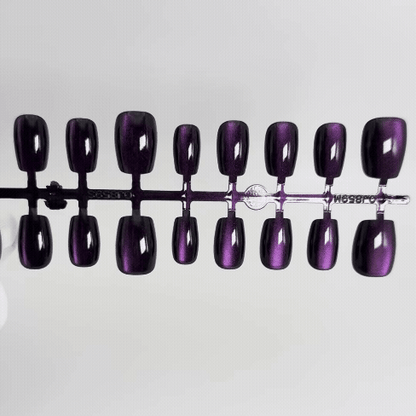 Violet Eclipse – Press-on Fingernägel, Cat-Eye, Einfarbig und Metallisch – NEXANAILS®