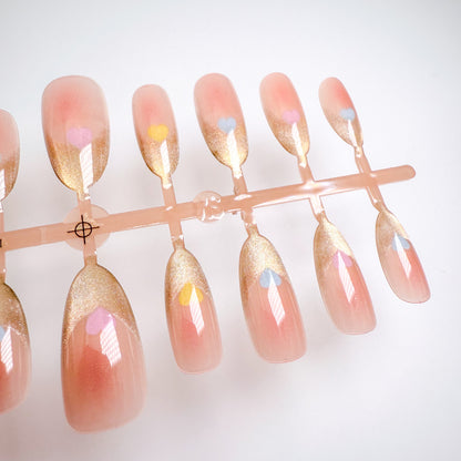 Blushing Hearts French – Press-on Fingernägel, Cat-Eye und Französische Nagelspitze – NEXANAILS®