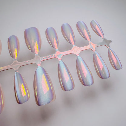 Champagne Veil – Press-on Fingernägel, Cat-Eye, Chrom und Metallisch – NEXANAILS®