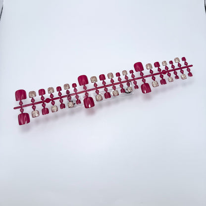 Crimson Spark | Luxe Pedicure – Press-on Fußnägel, Glitzer – NEXANAILS®