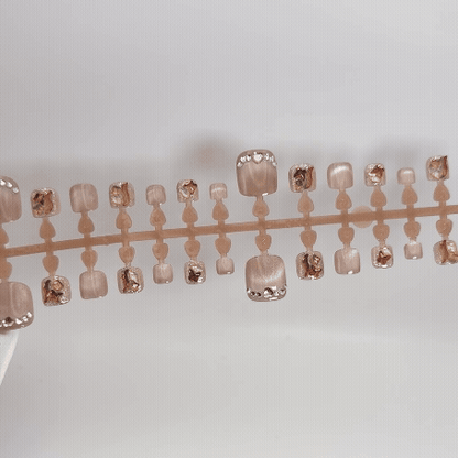 Blush Aurora | Luxe Pedicure – Press-on Fußnägel, Cat-Eye und Glitzer – NEXANAILS®