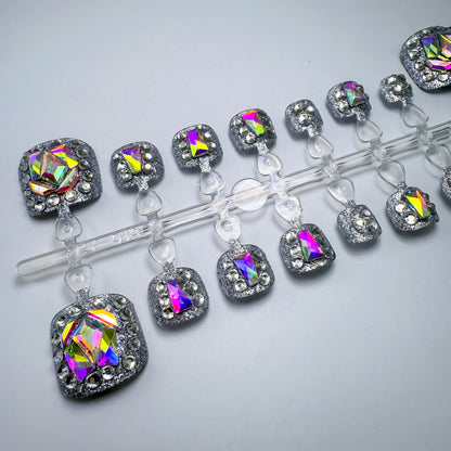Galaxy Prism | Luxe Pedicure – Press-on Fußnägel, Glitzer – NEXANAILS®