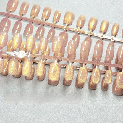 Peach Aura – Press-on Fingernägel, Einfarbig, Glitzer und Cat-Eye – NEXANAILS®